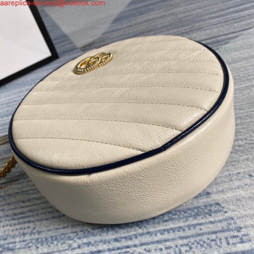 Replica Gucci 550154 GG Marmont Mini Round Shoulder Bag White 4