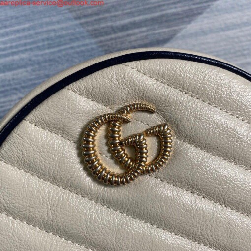 Replica Gucci 550154 GG Marmont Mini Round Shoulder Bag White 5