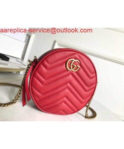 Replica Gucci 550154 GG Marmont Mini Round Shoulder Bag Red