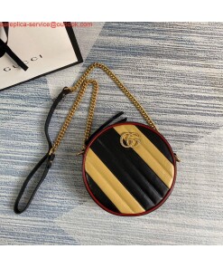 Replica Gucci 550154 GG Marmont Mini Round Shoulder Bag Black Yellow 2