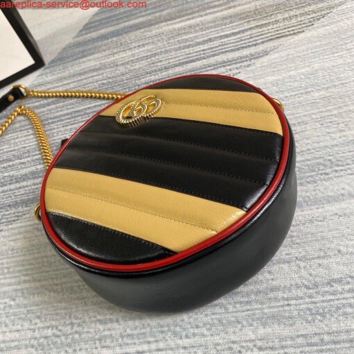 Replica Gucci 550154 GG Marmont Mini Round Shoulder Bag Black Yellow 3