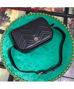 Replica Gucci 523380 GG Marmont Matelassé Belt Bag 448065 Black 2