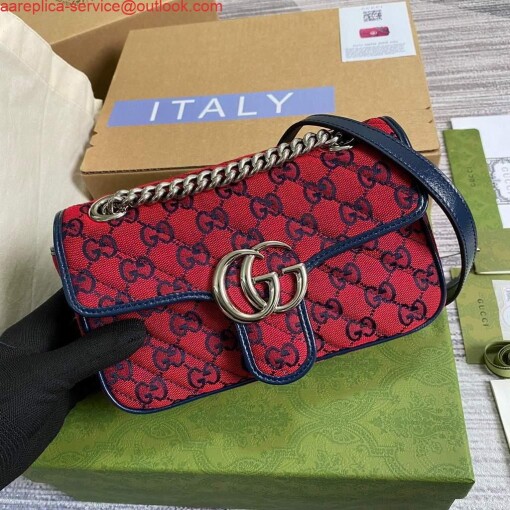 Replica Gucci 446744 GG Marmont Multicolor mini shoulder bag Red 5