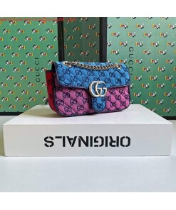 Replica Gucci 446744 GG Marmont Multicolor mini shoulder bag blue and pink