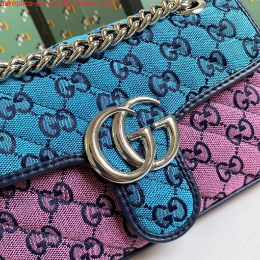 Replica Gucci 446744 GG Marmont Multicolor mini shoulder bag blue and pink 5