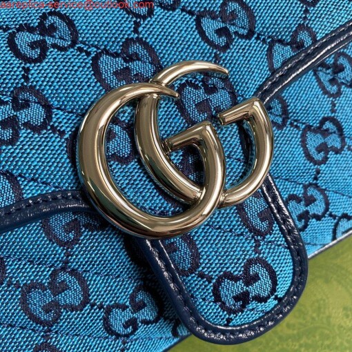 Replica Gucci 446744 GG Marmont Multicolor Mini Shoulder Bag Blue 3