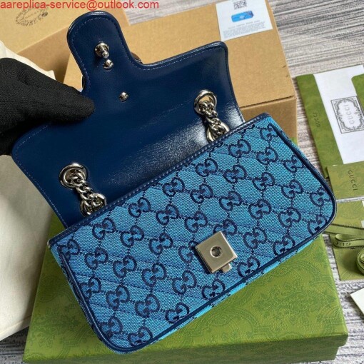 Replica Gucci 446744 GG Marmont Multicolor Mini Shoulder Bag Blue 7