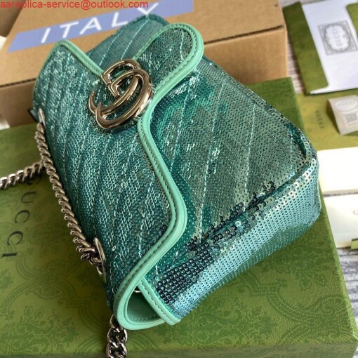 Replica Gucci 446744 GG Marmont Mini Sequin Shoulder Bag Green 2