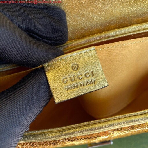 Replica Gucci 446744 GG Marmont Mini Sequin Shoulder Bag Gold 8