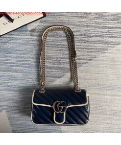 Replica Gucci 446744 GG Marmont Matelassé Mini Bag Navy Blue 2