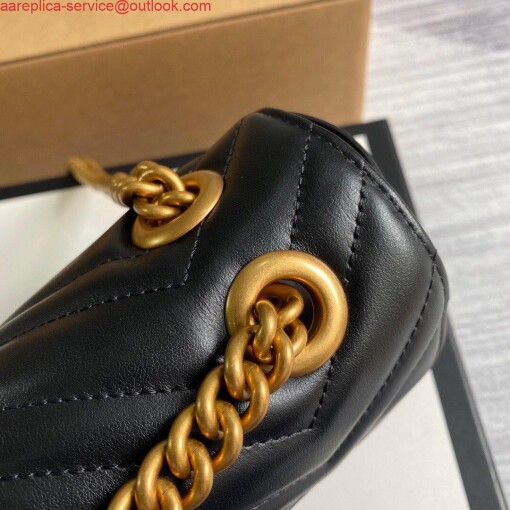 Replica Gucci 446744 GG Marmont Matelassé Mini Bag Black 6