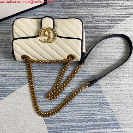 Replica Gucci 446744 GG Marmont Matelassé Mini Bag Beige 2