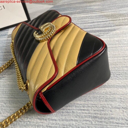 Replica Gucci 443497 GG Marmont Matelassé Shoulder Bag Black Yellow 5