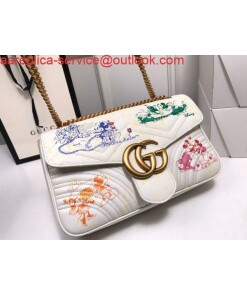 Replica Gucci 443496 GG Marmont Medium Matelassé Shoulder Bag White and printer