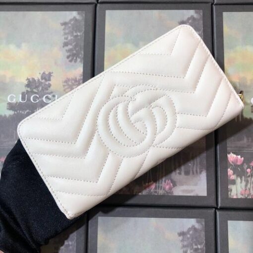 Replica Gucci 443123 GG Marmont Zip Around Wallet White