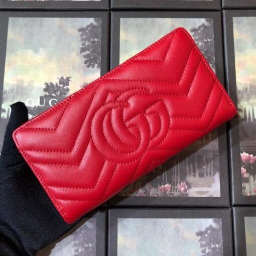 Replica Gucci 443123 GG Marmont Zip Around Wallet Red