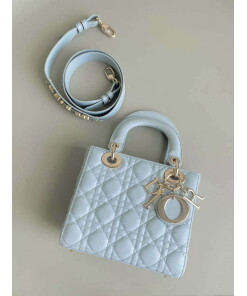 Replica Dior M0531 Small Lady Dior Bag Light Blue Cannage Lambskin