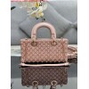 Replica Dior M0505 Mini Lady Bag Metallic Cannage Lambskin Embroidery plum blossom beads Pink 10