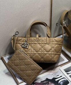 Replica Dior M2822 Small Dior Toujours Bag Apricot Macrocannage Calfskin 2