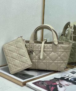 Replica Dior M2822 Small Dior Toujours Bag Beige Macrocannage Calfskin 2