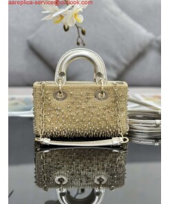 Replica Dior S0910 Micro Lady D-joy Bag Gold-Tone Satin with Gradient Bead Embroidery