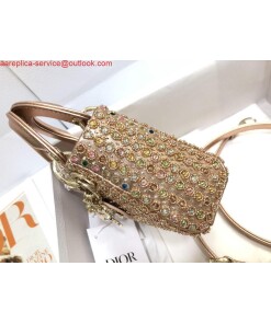 Replica Dior S0856 MICRO LADY DIOR BAG Horizon Gold Metallic Cannage Lambskin With Round Diamond 2