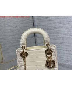 Replica Dior M0505 Mini Dior Lady Bag Beige Cannage Crocodile Gold 2