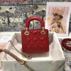 Replica Dior M0505 Mini Dior Lady Bag Black Cannage lambskin Gold with Red Logo 10