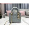 Replica Dior M0505 Mini Dior Lady Bag White Cannage lambskin Sliver 9