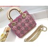 Replica Dior M0505 Mini Dior Lady Bag Metallic Calfskin and Satin with Gray Resin Pearl Embroidery 9