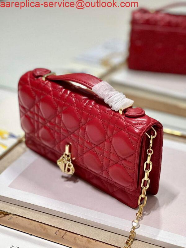 Replica Dior S0980 Mini Miss Dior Bag Latte Cannage Lambskin Red 2