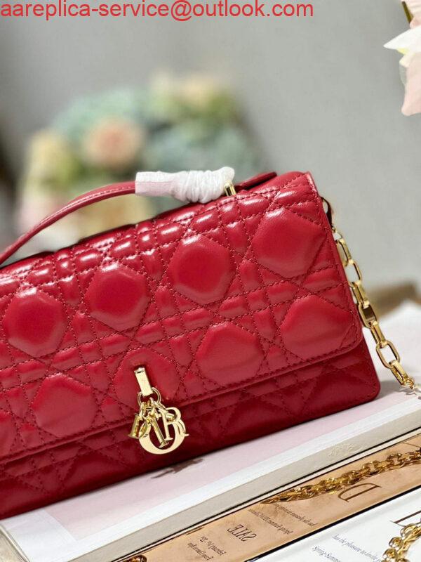 Replica Dior S0980 Mini Miss Dior Bag Latte Cannage Lambskin Red 3