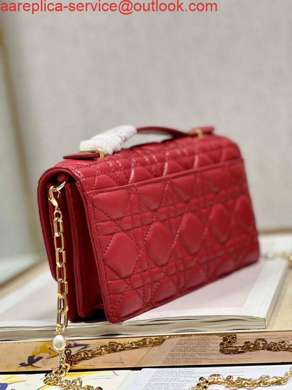 Replica Dior S0980 Mini Miss Dior Bag Latte Cannage Lambskin Red 5