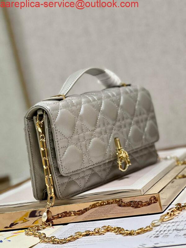 Replica Dior S0980 Mini Miss Dior Bag Latte Cannage Lambskin Gray