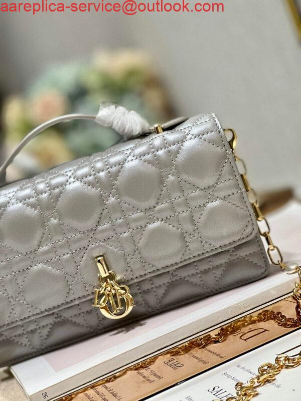 Replica Dior S0980 Mini Miss Dior Bag Latte Cannage Lambskin Gray 2