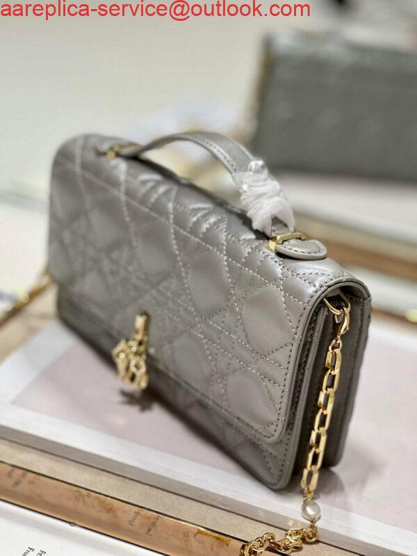 Replica Dior S0980 Mini Miss Dior Bag Latte Cannage Lambskin Gray 3