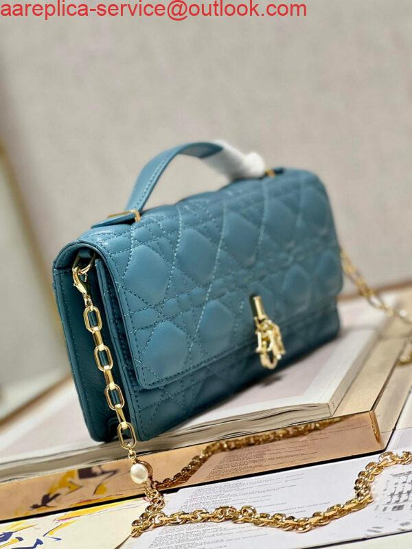 Replica Dior S0980 Mini Miss Dior Bag Latte Cannage Lambskin Blue