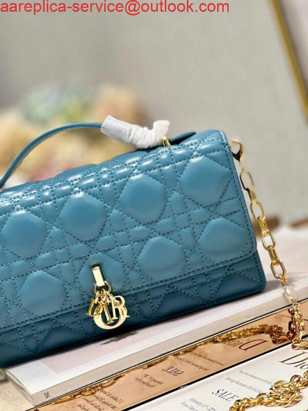 Replica Dior S0980 Mini Miss Dior Bag Latte Cannage Lambskin Blue 2