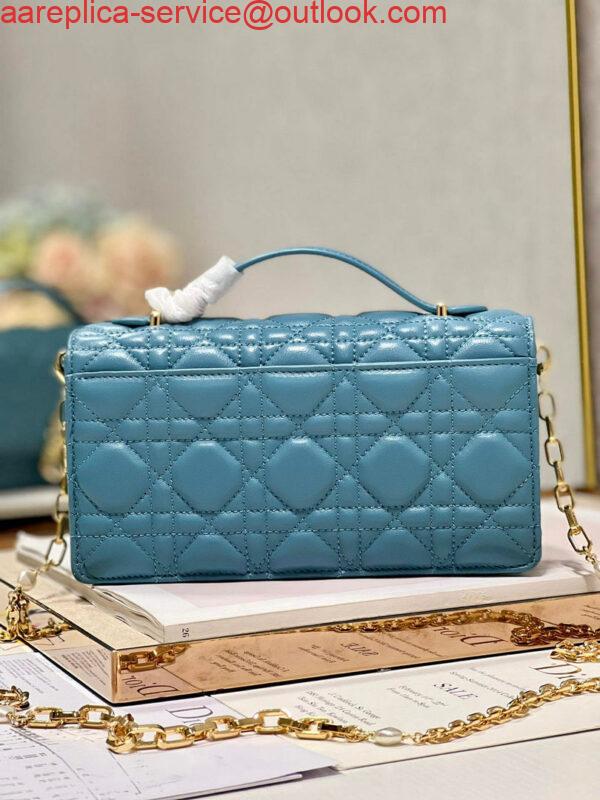 Replica Dior S0980 Mini Miss Dior Bag Latte Cannage Lambskin Blue 4