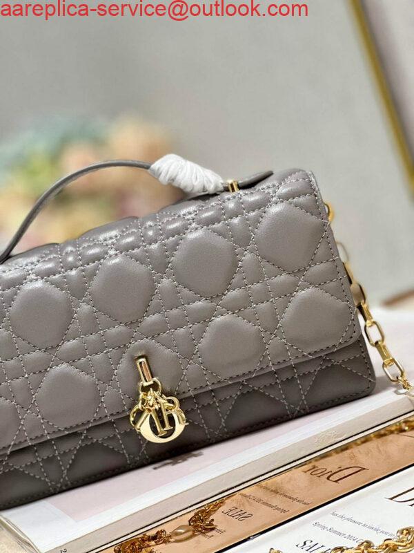 Replica Dior S0980 Mini Miss Dior Bag Latte Cannage Lambskin Dark gray 2