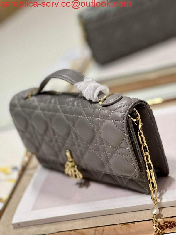 Replica Dior S0980 Mini Miss Dior Bag Latte Cannage Lambskin Dark gray 3