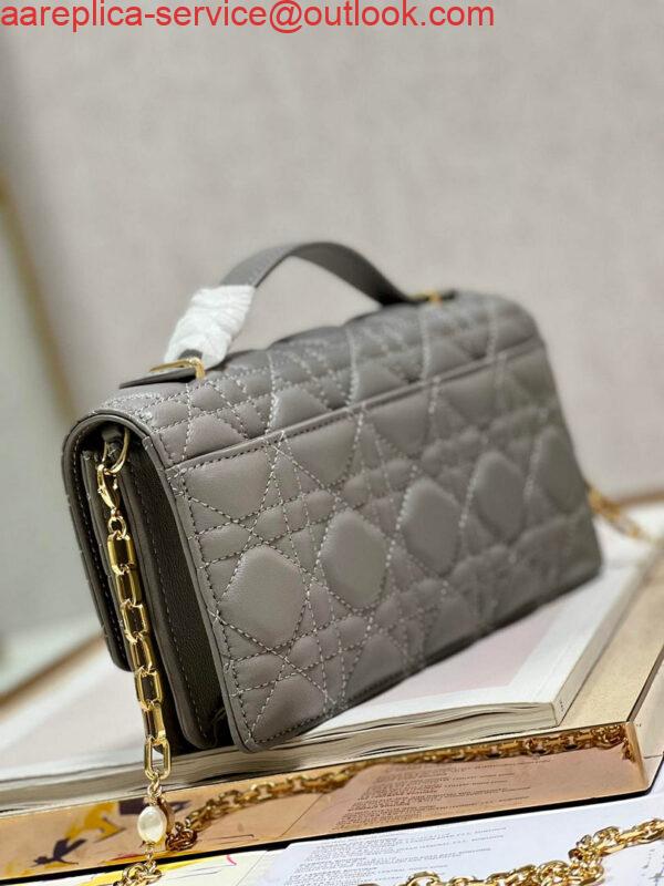 Replica Dior S0980 Mini Miss Dior Bag Latte Cannage Lambskin Dark gray 5