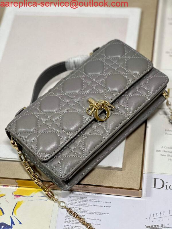 Replica Dior S0980 Mini Miss Dior Bag Latte Cannage Lambskin Dark gray 6