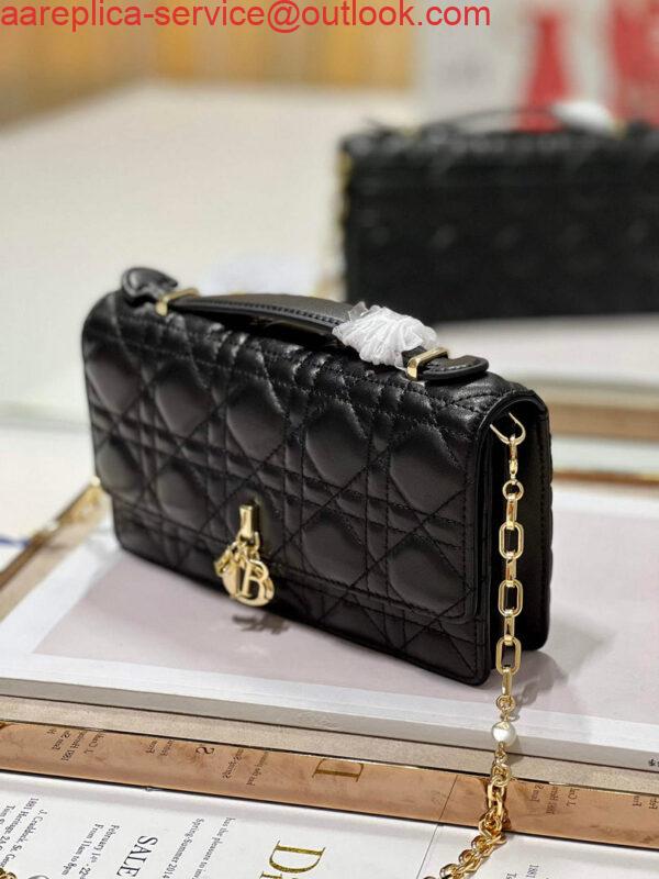 Replica Dior S0980 Mini Miss Dior Bag Latte Cannage Lambskin Black 2