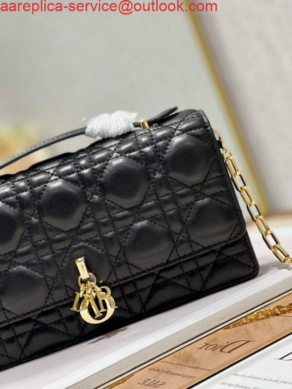 Replica Dior S0980 Mini Miss Dior Bag Latte Cannage Lambskin Black 3