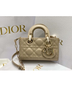 Replica Dior S0910 Micro Lady D-joy Bag Sand Colored Cannage Lambskin