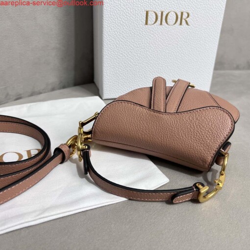 Replica Dior S5685 Micro Saddle Bag With Strap Scarlet Nude Goatskin 3