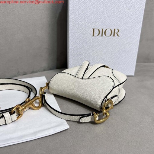 Replica Dior S5685 Micro Saddle Bag With Strap Scarlet White Goatskin 2