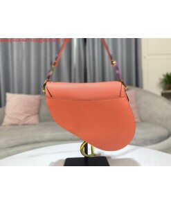 Replica Dior M0446 Dior Saddle Bag Orange Grained Calfskin Purple logo 2