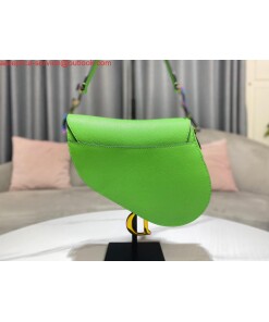 Replica Dior M0446 Dior Saddle Bag Green Grained Calfskin Blue logo